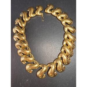 Vintage MCM Napier Gold-Tone Sculptural S-Link Statement Necklace, Signed
